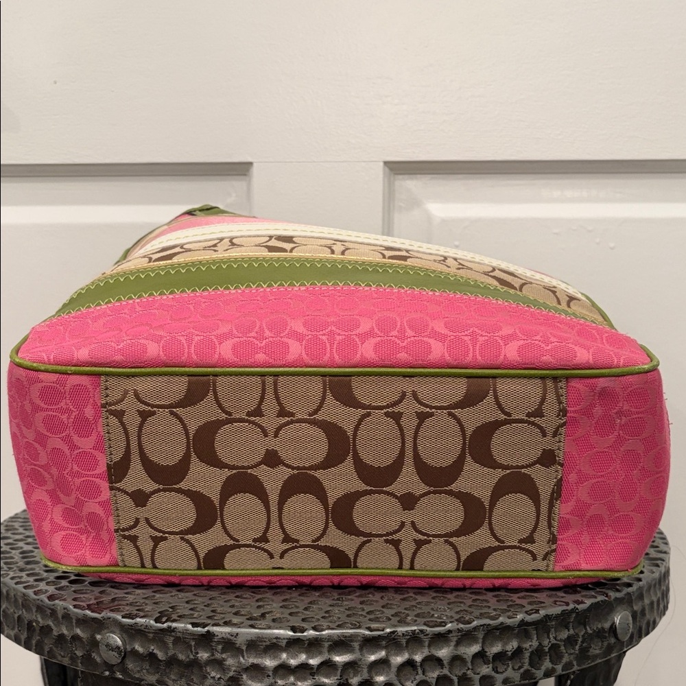 Y2K Coach Pink Lime Green Bleecker Patchwork Tote Bag 🩷🍋‍🟩 - Picture 6 of 14